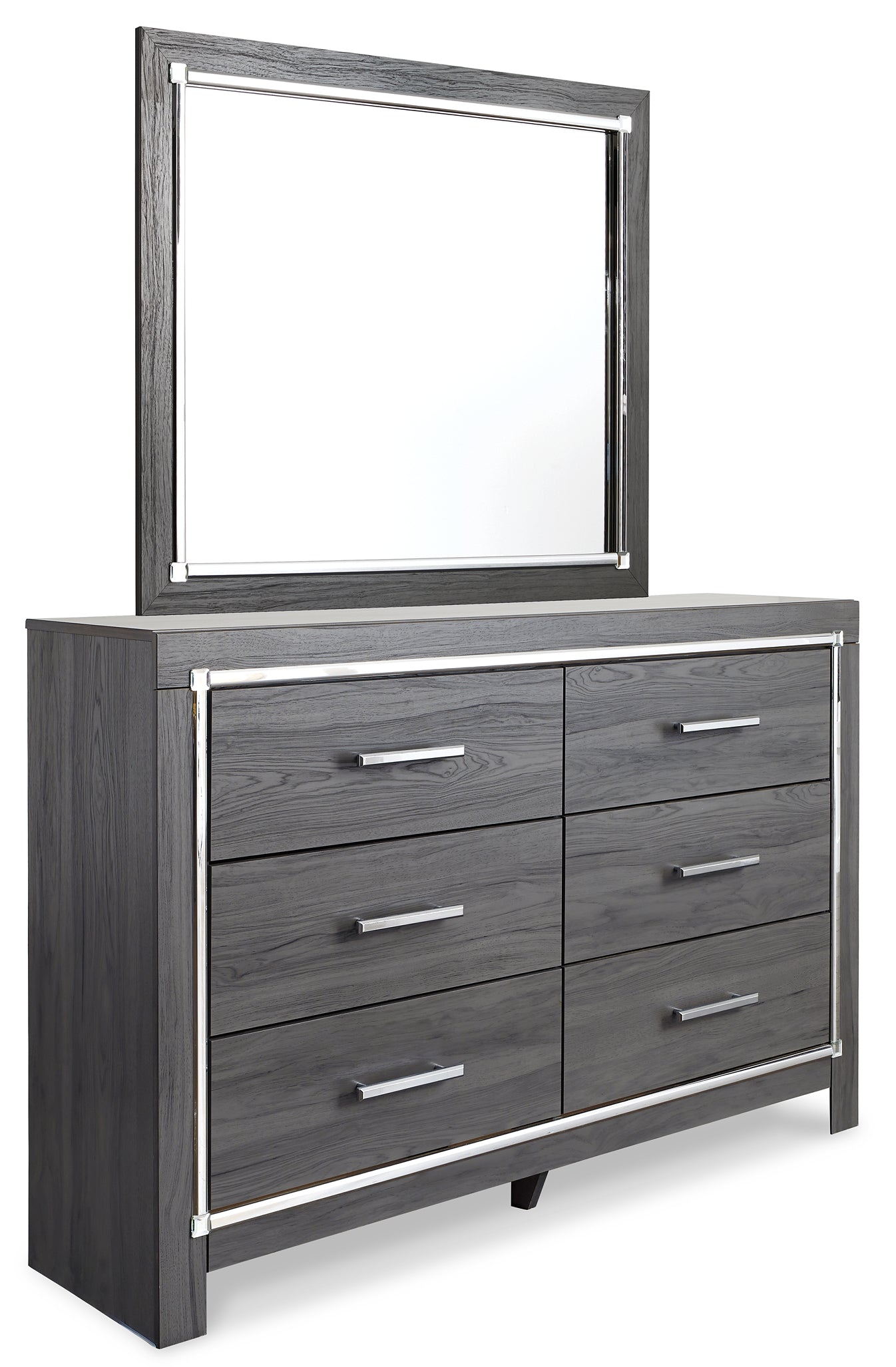 Lodanna  Panel Bed With 2 Storage Drawers With Mirrored Dresser And Chest