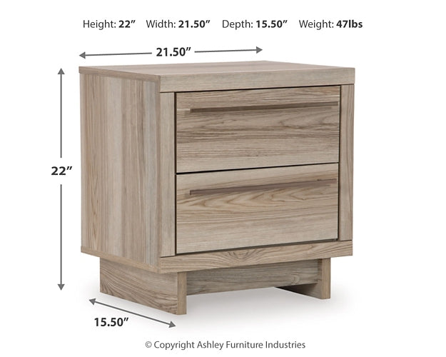 Hasbrick Queen Panel Bed with Mirrored Dresser and 2 Nightstands