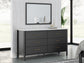 Cadmori King Upholstered Panel Bed with Mirrored Dresser and 2 Nightstands