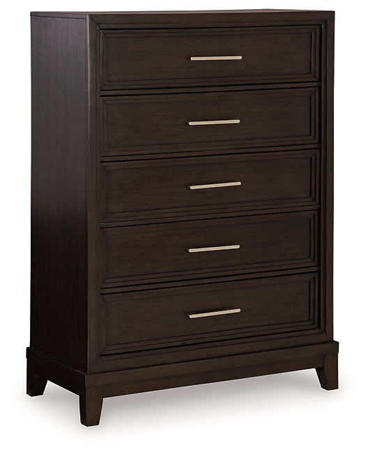 Neymorton California King Upholstered Panel Bed with Mirrored Dresser, Chest and Nightstand