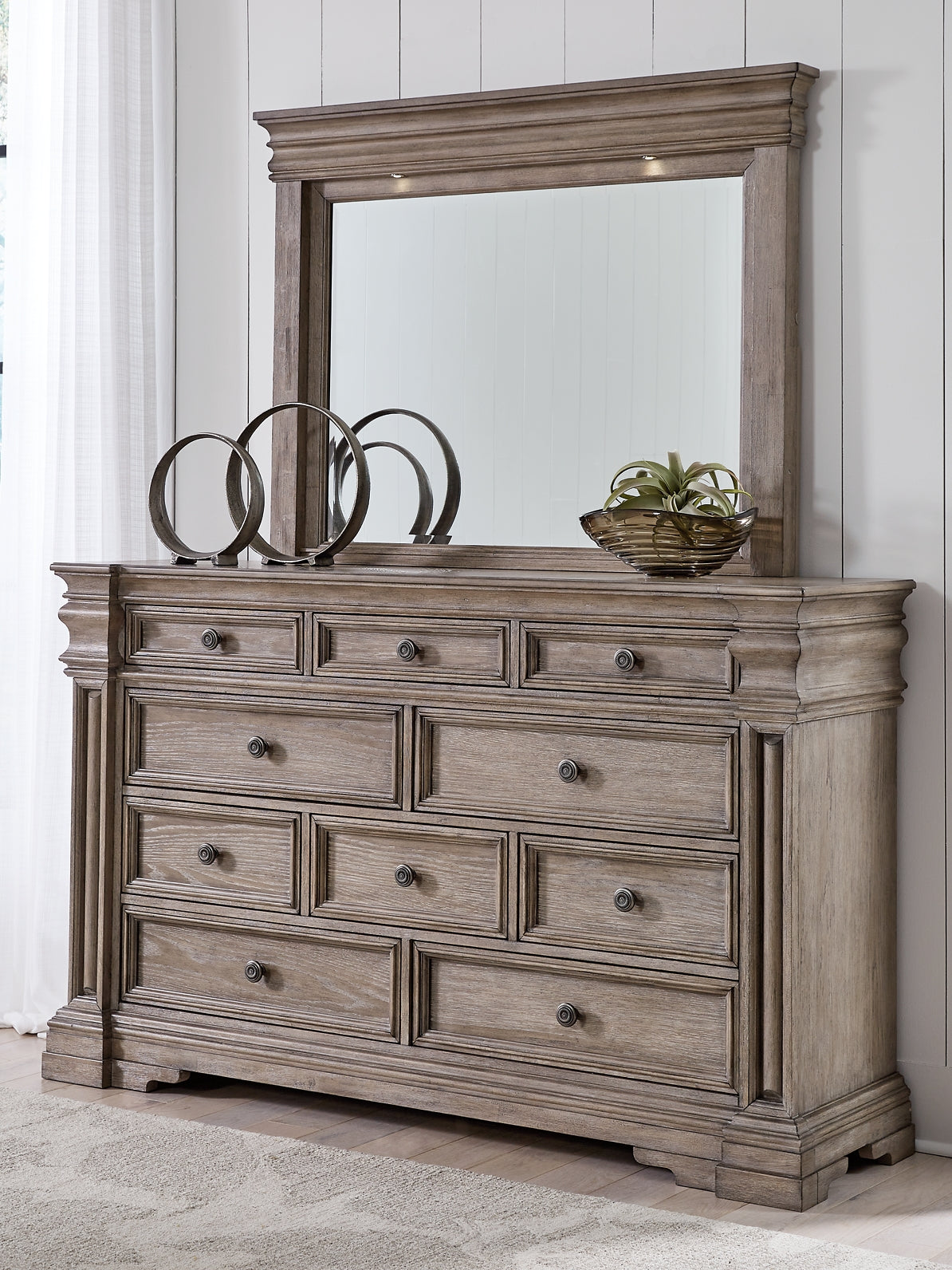 Blairhurst Queen Panel Bed with Mirrored Dresser