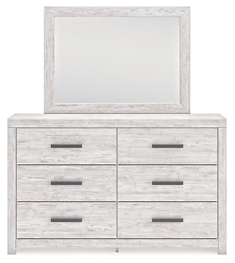 Cayboni Queen Panel Bed with Mirrored Dresser and Nightstand