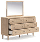 Cielden Queen Panel Bed with Mirrored Dresser and Nightstand