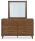 Lyncott King Upholstered Bed with Mirrored Dresser and Nightstand