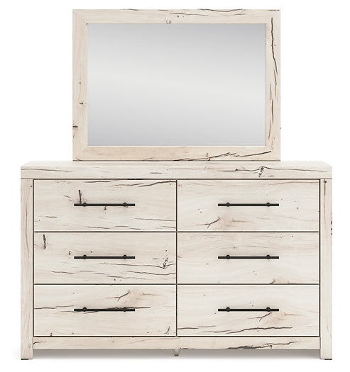 Lawroy King Panel Storage Bed with Mirrored Dresser and Nightstand