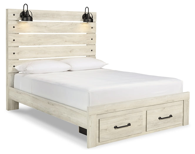 Cambeck  Panel Bed With 2 Storage Drawers With Mirrored Dresser And 2 Nightstands