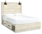 Cambeck Queen Panel Bed with 2 Storage Drawers with Mirrored Dresser and Nightstand