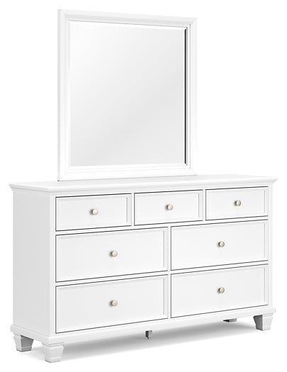 Fortman Queen Panel Bed with Mirrored Dresser