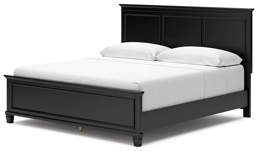 Lanolee King Panel Bed with Mirrored Dresser and 2 Nightstands