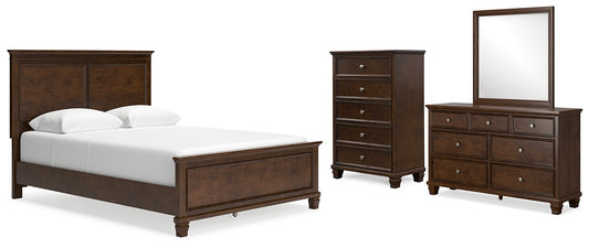 Danabrin Queen Panel Bed with Mirrored Dresser and Chest