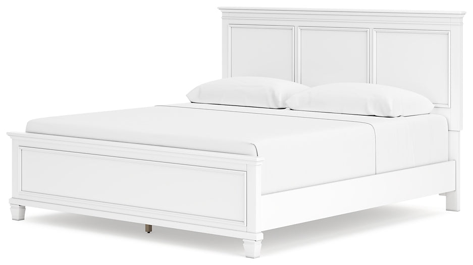 Fortman King Panel Bed with Mirrored Dresser and Chest