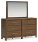 Cabalynn California King Upholstered Bed with Mirrored Dresser, Chest and Nightstand