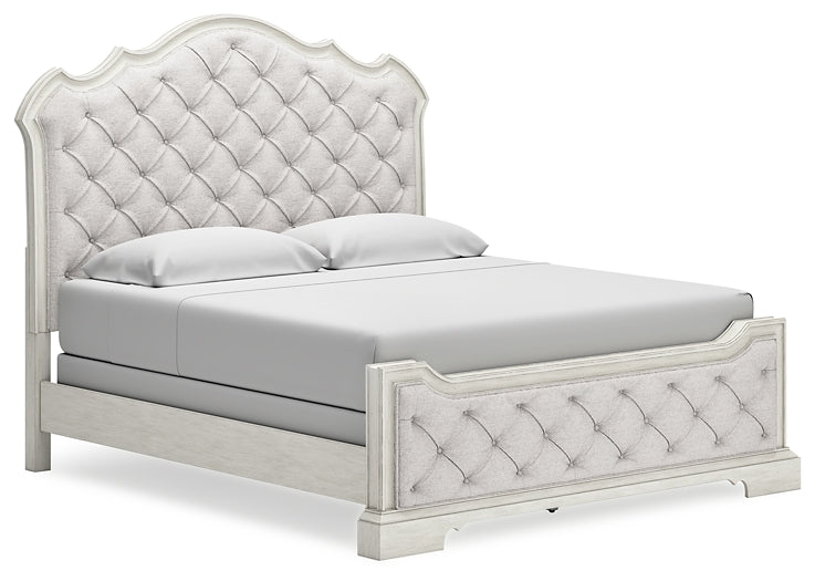 Arlendyne King Upholstered Bed with Mirrored Dresser and 2 Nightstands